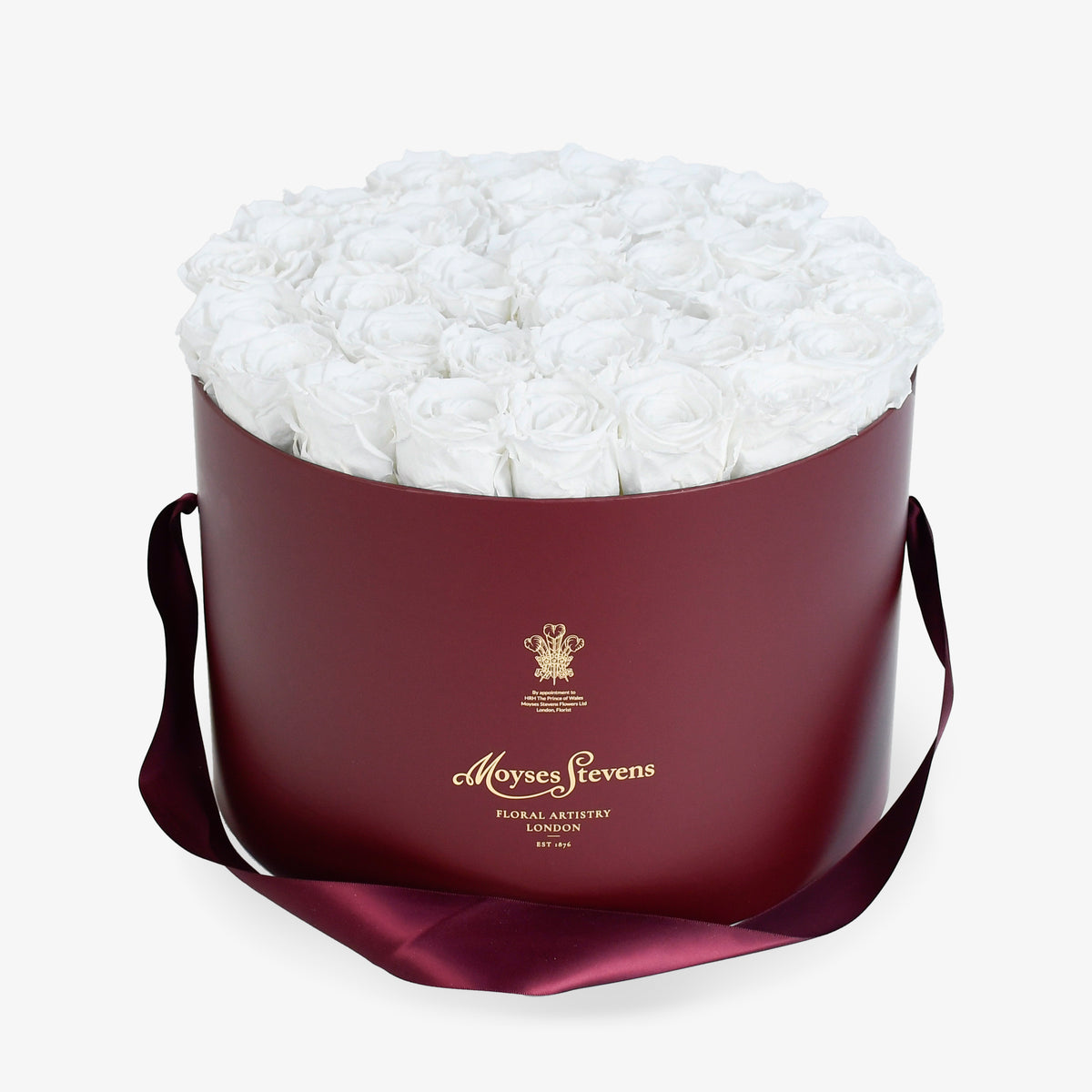 Preserved White Roses Hatbox