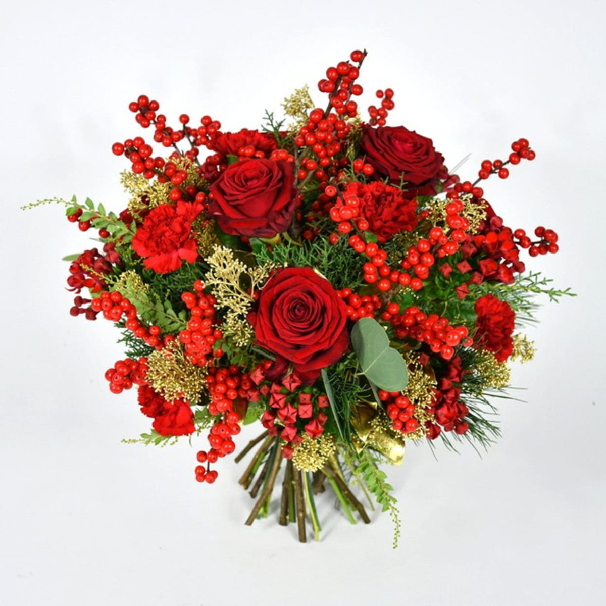 Endless love luxury flower bouquet by Moyses Stevens UAE featuring Red Roses, Red Carnations, Dark Red Carnations