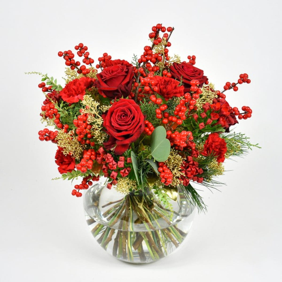 Endless love luxury flower bouquet by Moyses Stevens UAE featuring Red Roses, Red Carnations, Dark Red Carnations